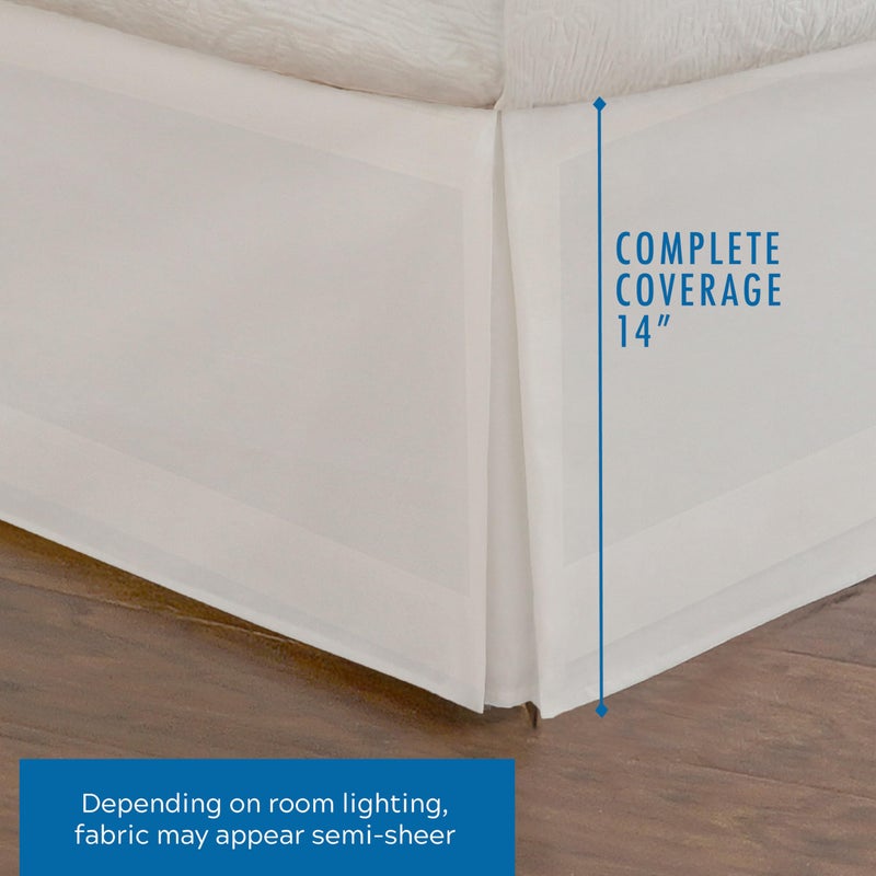 Fresh Ideas Bedding Tailored Bedskirt, Classic 14â€ Drop Length, Pleated Styling, Queen, White - Image 3